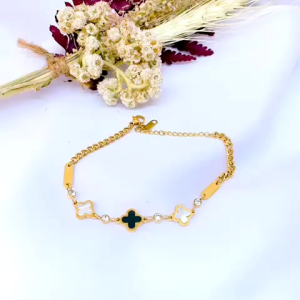 Gelang Tangan Titanium Rantai Permata Terbaru Perhiasan Wanita Anti Karat & Tidak Luntur