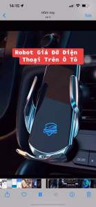 Robot giá đỡ điện thoại trên ô tô tích hợp cảm biến & sạc nhanh không dây xoay 360 độ