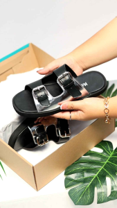 Sandal Wanita terbaru 2024-Hiryn-Okto Black Silver
