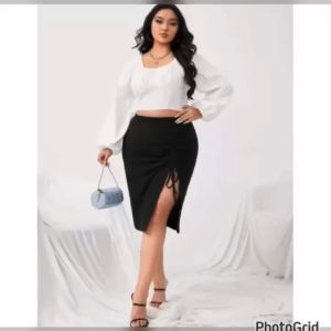 Plus Size Ruched Skirt Midi Skirt Plus Size Drawstring Skirt Plus Size Casual Skirt Formal Skirt School Skirt Office Skirt Party Skirt (RMidi)