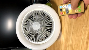 Lampu Gantung Led Kipas Angin Portable Plafon 3 Warna Cahaya Arah Berputar 360° Plus Remote 3 Mode Kecepatan Angin Lampu Indoor E27 40 dB Garansi