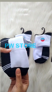 Kaos Kaki Sekolah / Sport Pendek Polos Putih Telapak Hitam HARGA GROSIR [MK AODANSI ECER]