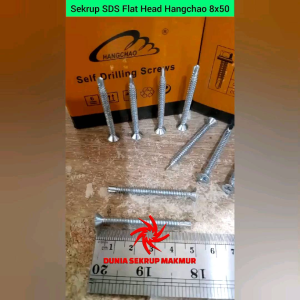 (50 pcs) Sekrup Roofing SDS FH 8x50 / Skrup Flat Head 5CM