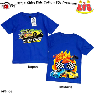 KFS 106 Baju Kaos Anak Laki-laki Perempuan Hot wheels  Sablon Depan Belakang