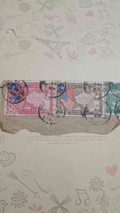 Vintage Rare Stamps B40 (Republic of China era): Issue 14 "150th Anniversary of the Founding of the United States" commemorative stamps cancelled with the first-day postmark (Chongqing July 4 1939 / 28th Year of the Republic of China). 2 stamps