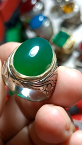 Batu cincin green kalsedon cincin pria masa kini