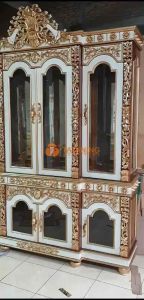 (WAJIB BACA DESKRIPSI) ALMARI HIAS TUMPUK RINTIK DAUN KAYU JATI FINISHING LEMARI RAK KACA RUANG INTERIOR RAK HIAS DEKORASI TATANING FURNITURES JEPARA