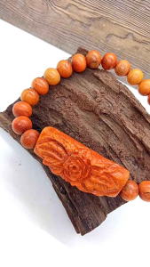 gelang kayu bajakah ukir bunga Fs007