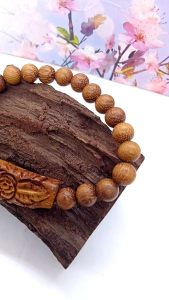 gelang kayu kelor emas original ukir bunga Fs008
