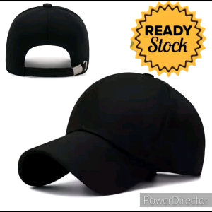 COD - Topi Baseball polos Pria Dewasa Snapback Distro Laki Golf Caps Casual Gaul Import Luar Negri Korean Style Keren Bahan Tebal Polos Fashion Cowok Korea Kekinian Viral Terbaru Snap Back Sport Outdoor Anti Panas Matahari - black