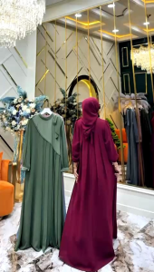 Safitri Set Jilbat Segi 4 Ceruty & Baby Doll Kombinasi Brukat Import