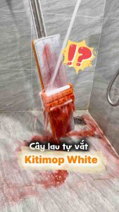 Cây Lau Nhà Tự Vắt KITIMOP WHITE 42CM Chổi Lau Nhà Tự Vắt Thông Minh Xoay 360 Độ 3 Miếng Lau