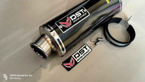 Knalpot Racing Original DST Racing Tri Oval Long Carbon Inlet 50mm Silincer Only Knalpot Racing Universal