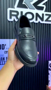 Rionz Panny Black - Sepatu Loafers Pria Formal Pantofel Kulit PU Kerja Resmi Kantor Kuliah Pesta Kondangan