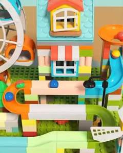 ของเล่นตัวต่อ Feelo บล็อคตัวต่อ รางสไลด์ ชิงช้าสวรรค์ 225 ชิ้น ฟรีแผ่นเพลท 2 แผ่น