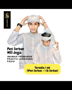 Peci Sorban MSS Jogja - Imamah Instan Permanen Praktis Langsung Pakai | Peci Bayi Anak Dewasa - Putih