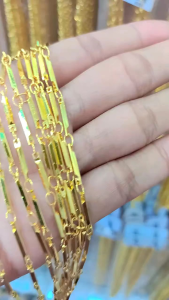 Kalung balok panjang 45cm lapis emas 24k | perhiasan koin 91 | kalung dewasa kuning