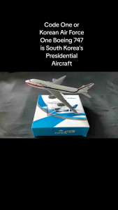 Korean Air Force One Boeing 747 Code One Diecast Airplane Model 6 Inches with Display Stand for Collection
