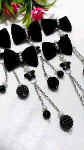1pcs / Bros pita juntai warna hitam/ Bros pita kain / Asesoris fashion