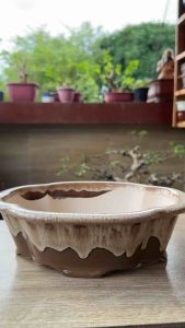 Bonsai pot flowering pot ceramic glazed pot