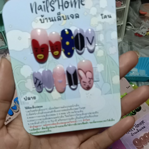 เล็บเจลเพ้นลาย kookky tata เล็บปลอมพร้อมติดสีเจลแท้ฟรีกาวตะไบทุกชุด