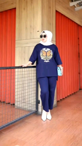 Setelan Kulot Wanita Terbaru Pinixxo - Navy Rose