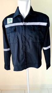 Baju Kerja Atasan Seragam Wearpack Pria Safety K3 Proyek Lengan Panjang Bahan American Drill Grade A Hitam Polos