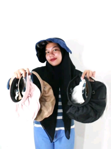 TOPI LIPAT WANITA PELINDUNG SINAR UV UPF 2IN1 / KOREAN STYLE TOPI LIPAT OUTDOR