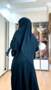 Abaya Dubai Turkey Habsyie shop/Abaya Hitam Jetblack Busui friendly Busana Muslimah terkini