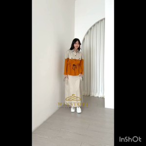 Kimmy One Set Cargo Skrit Setelan Wanita Twill Stretch Cargo