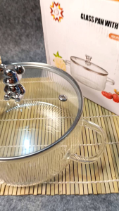 PANCI KACA TAHAN PANAS APISRY glass diameter 18cm dengan turup kaca cantik Kitchenware