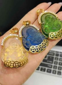 Mặt dây chuyền nam Phật Di Lặc bọc titan vàng bền đẹp mang lại vui vẻ bình an hạnh phúc
