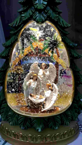 SNOW LANTERN JESUS WITH THREE ANGELS CHRISTMAS DISPLAY
