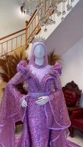 gaun pengantin / gaun pengantin lengan terompet / gaun pengantin span slim premium