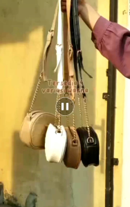 Tas Selempang Wanita Oval Bordir 19x11 Acc Gold - Combi Rantai Berkualitas