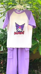 SETELAN CARGO ANAK PEREMPUAN USIA 1-10 THN ONESET KNIT KUROMI ANAK PERMPUAN