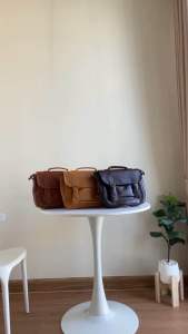 4 ฟิลเลอร์กระเป๋าหนัง PU สีล้วนโทนน้ำตาล สะพายข้าง crossbody bag