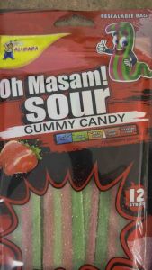 Oh Masam! Sour Gummy Candy Gula-Gula Masam Halal 酸味软糖 12 Strips Resealable Pack