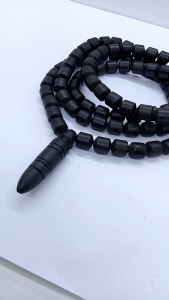 kalung tasbih kayu kelor hitam motif Marjan Fs087