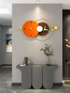 Jam Dinding Aesthetic Mewah Besar Rusa Oren Nordic