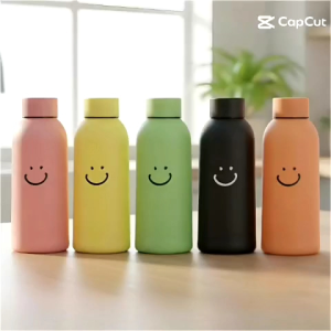 Tumbler Smile botol minum kaca motif emoji souvenir kado hadiah gift hampers unik ulang tahun ultah wisuda valentine natal pernikahan wedding hari ibu guru event doorprize murah lucu bermanfaat sekolah kerja kantor anak cewek cowok