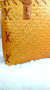 TAS PANDAN KEPANG SULAM X/ Tas Anyaman/ Tas Mendong/ Tas Etnik