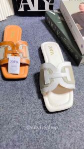Promo Sandal Selop Zara Flat Aksen H Sandal Wanita Kekinian Kode SM08