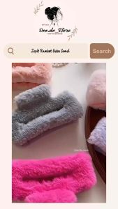 A29✨【Jepit Rambut Gebu Comel】11cm毛绒方形抓夹 Fluffy Square Hair Claw彩色系毛绒抓夹 大号发抓 发饰Cute Pastel Furry HairClip HairAccessories