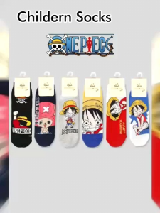 6 Pasang Kaos Kaki Anak OnePiece Usia 1-12 Tahun Anak Cowok Cewek Katun Tebal Halus Elastis Nyaman Dipkai