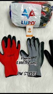 [12 Pasang] Sarung Tangan Kerja Kombinasi Katun Karet Anti Cutting Merk Lupo GROSIR TERMURAH [ST LUPO]