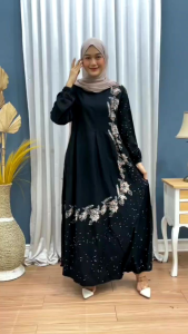 Gamis SM RK Bunga - Gamis Twill Premium Ld 100-120 | Gamis Twill Batik Pekalongan