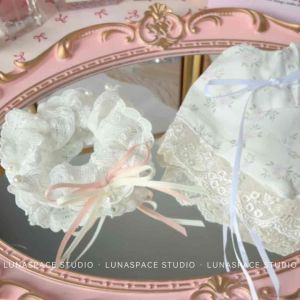 LUNASPACE STUDIO【白月光】温柔田园风柔软蝴蝶结少女方巾大肠发圈Japanese Style Lace Scrunchies