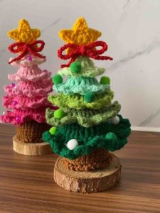 Cây thông Noel bằng len để bàn trang trí - Quà tặng giáng sinh dễ thương