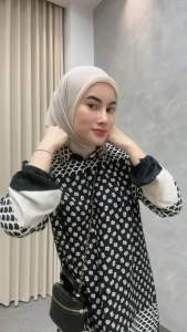 Duma Setelan Long Tunik Wanita / Set Long Rayon Motif Premium